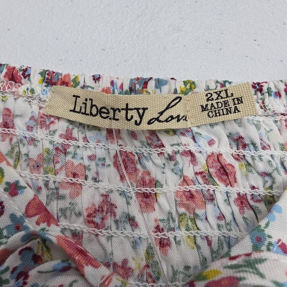 Liberty Love Dress Womens 2XL White Floral Smocked Maxi Puff Sleeve Forever 21 - Picture 5 of 10